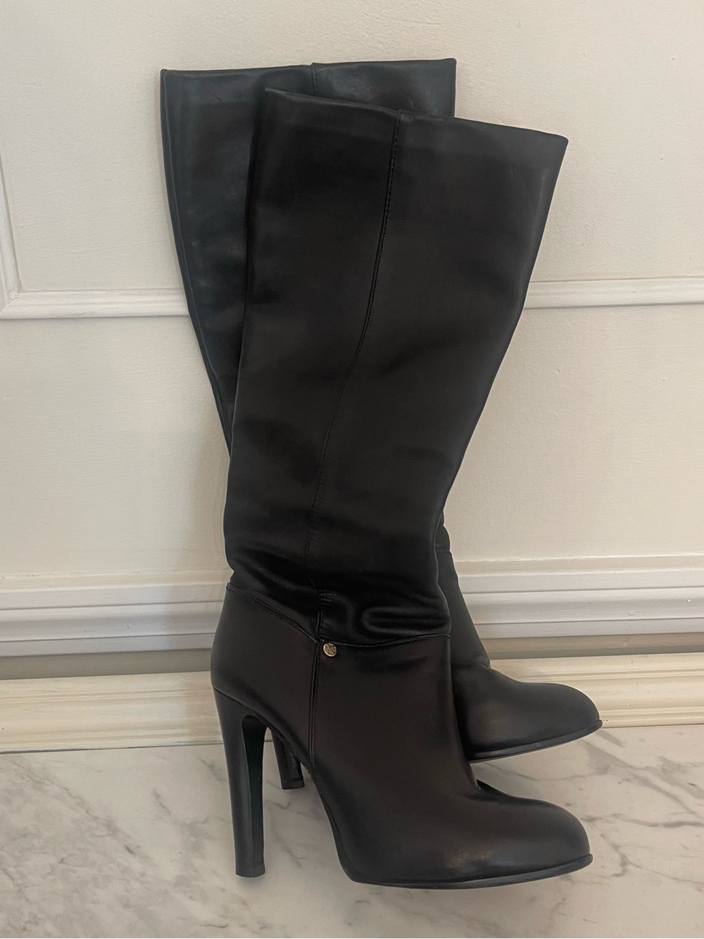 Tory Burch Black Leather Over-the-Knee Stiletto Boots